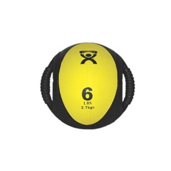 Fabrication Enterprises Fabrication Enterprises 10-3180 9 in. Cando Dual-Handle Medicine Ball; Yellow - 6 lbs 467786